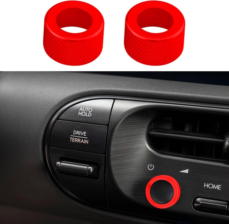 HDUFC for Hyundai Palisade 2026+Aluminum Interior Volume/air Conditioning knob Ring Trim Covers (4-Piece Set) (red) - Image 2